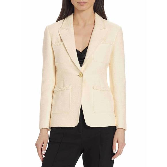 NEW DEREK LAM 10 CROSBY assila single breasted braid trim jacket in ecru - Picture 1 of 4